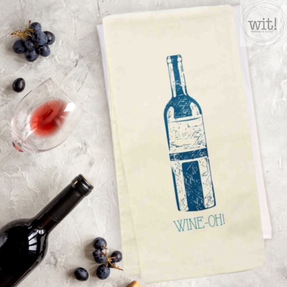 Wit Tea Towel: WINE-OH!